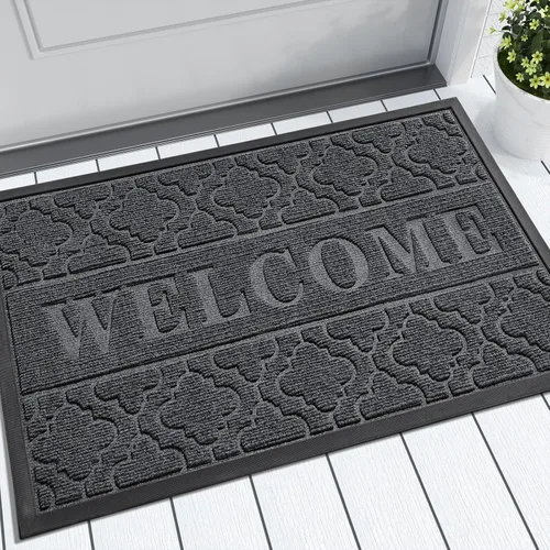 Vista 10 de Yimobra - Tapete de bienvenida impermeable y antideslizante para interiores y exteriores, resistente, para todo tipo de clima, bajo perfil