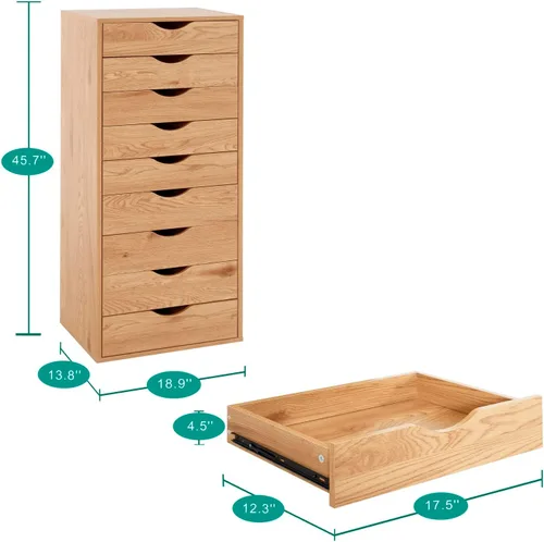 Vista 29 de Naomi Home Cómoda de 5 cajones para dormitorio, alta y elegante, con ruedas y estantes de almacenamiento, pequeña para guardarropa, para maquillaje