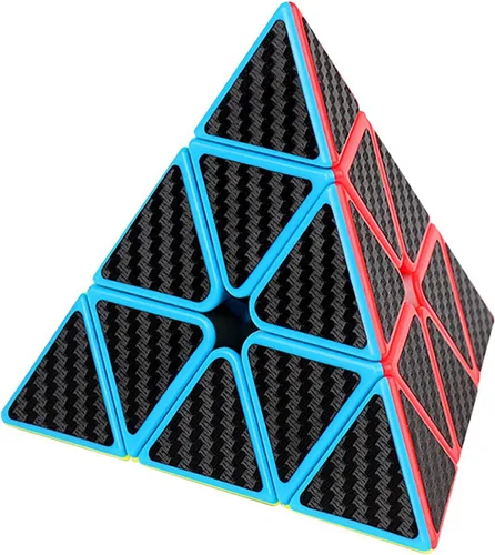 AMAZA Cubo de velocidad de pirámide 3X3 de fibra de carbono Pegatina Puzzle Cubo 3X3X3 Speed Cube Triángulo Cubo Mágico Puzzle Juguete Cubo Mágico
