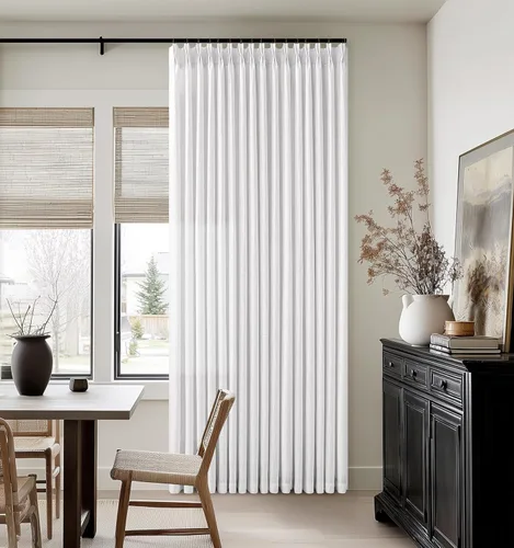 Vista 28 de TWODRAPES Cortinas de Lino Plisadas con Pinza Beige Blancas de 54 Pulgadas de Largo 2 Paneles para Comedor Cocina Dormitorio Plisadas Semi