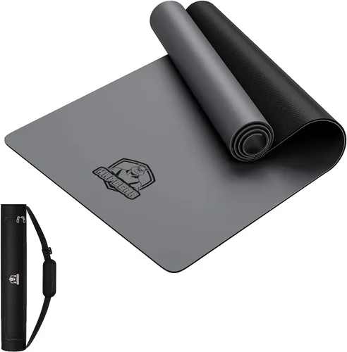 Vista 8 de HAPBEAR Large Yoga Mat 72"x30" - 5mm Thick PU Top & Rubber Bottom - Non-Slip Wide Exercise Mat with Dual Layers - High Shock Absorption for