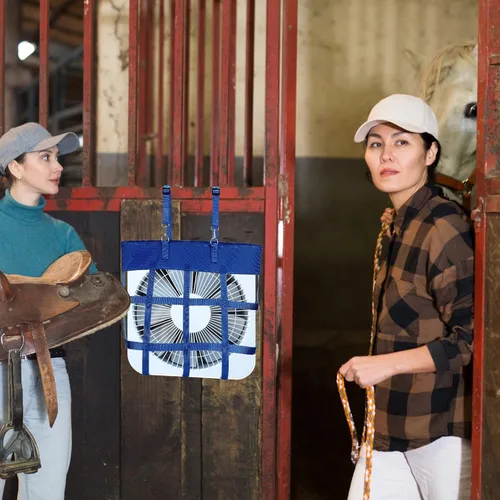 Vista 6 de Riakrum Soporte para ventilador de caja clásica para caballo, bolsa equina ajustable, ventilador de caballo, suministros estables, accesorios