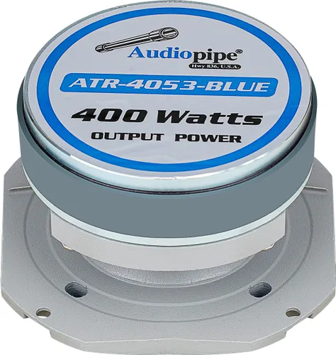 Vista 3 de Audiopipe Super Tweeter resistente (ATR-4053-BLUE), 400 vatios, marco de aluminio fundido a presión, azul caramelo, acabado de corte cromado