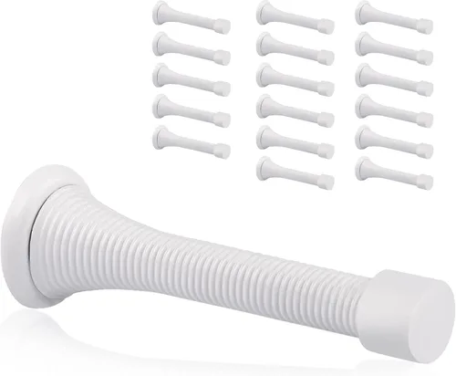 Vista 22 de Paquete de 18 topes de puerta de resorte negros - 3-1/4 pulgadas, topes de puerta de resorte flexibles con puntas de parachoques de goma negra