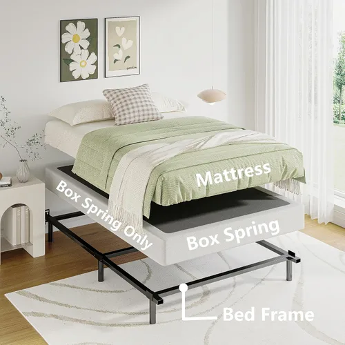 Vista 4 de Sosain Base de colchón Twin Box Spring de 7 pulgadas de alto perfil, resistente, fácil de montar, resistente, soporte extra fuerte, sin ruido, fácil