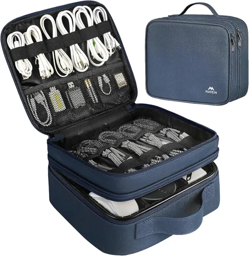 Vista 10 de MATEIN Bolsa Organizadora de Cables, Almacenamiento Electrónico de Viaje Impermeable, Estuche de Transporte de Bolsas Tecnológicas Portátil a Prueba