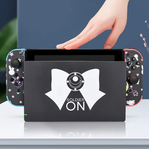 Vista 3 de DLseego Calcomanía para Switch Skin Pretty Pattern Full Wrap Skin Protective Film Sticker Design para Switch-Black Sailor Moon