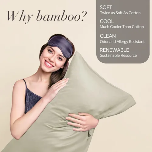 Vista 130 de BEDELITE - Juego de 2 fundas de almohada con solapa, tamaño estándar, rayón de bambú, frescas, suaves y transpirables, para personas calurosas