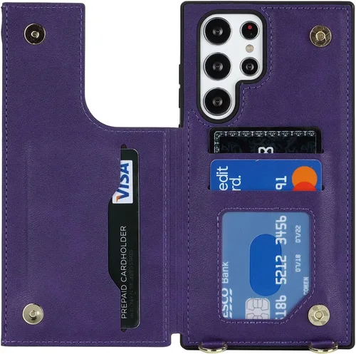 Vista 4 de Jaorty Funda para Samsung Galaxy S22 Ultra con tarjetero para mujer, Galaxy S22 Ultra 5G, funda cruzada con correa, correa de piel sintética