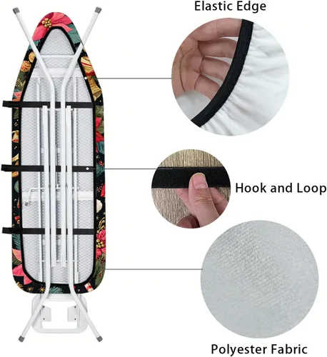 Vista 5 de Nuxovilar Funda para tabla de planchar de poliéster con diseño de Papá Noel de Navidad de 15 x 54 pulgadas, almohadilla para tabla de planchar