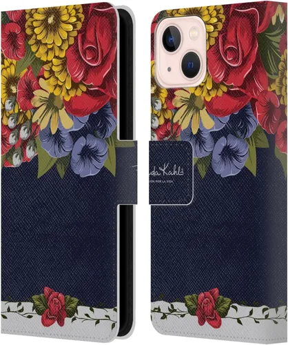 Vista 21 de Head Case Designs Funda con licencia oficial de Frida Kahlo Portrait Red Florals - Funda de piel tipo cartera compatible con Apple iPhone 14 Pro