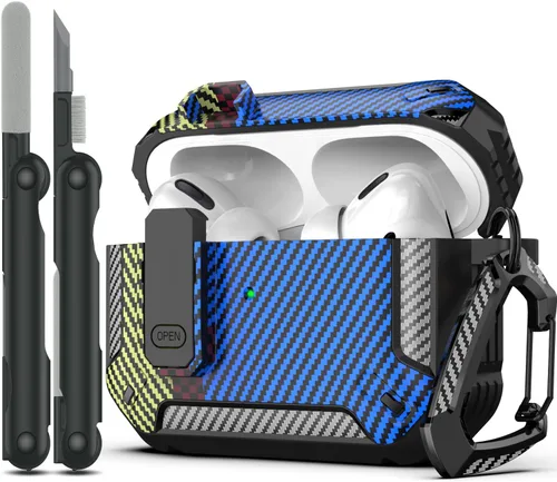 Vista 46 de RFUNGUANGO Funda para AirPod de 2ª generación con kit de limpieza, armadura protectora de carcasa dura militar con bloqueo para funda de carga
