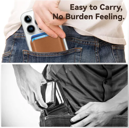 Vista 7 de Amzone Tarjetero de Cuero RFID Magnético Más Fuerte Compatible con Mag-Safe para iPhone 16 Series, Accesorios Mag-Safe que se Adhieren a las Series