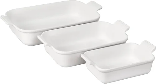 Vista 12 de Le Creuset - Set de 3 platos rectangulares de cerámica Heritage, alcachofa
