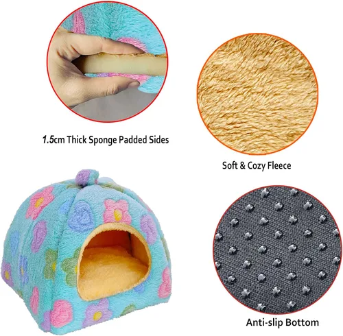 Vista 2 de Cama de conejillo de indias, accesorios de casa de escondite de conejillo de indias, cama cálida para animales pequeños, hámsters, chinchillas, Verde