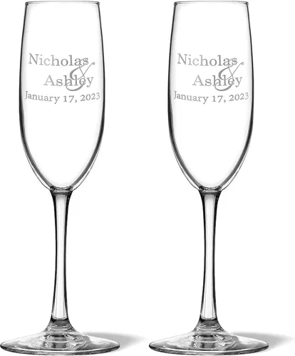 Vista 13 de Copas de champán personalizadas para boda, copas de brindis de aniversario, copas de boda, señor y señora, regalo de boda, copas de champán
