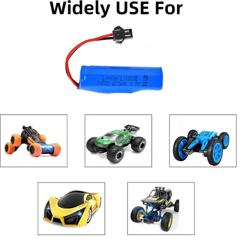 Vista 4 de Paquete de 2 baterías recargables de iones de litio de 3.7 V 600 mAh con cable de carga USB para doble cara giratoria volteando monstruo anfibio E35