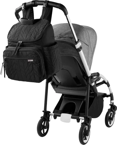Vista 5 de Skip Hop Mochila Bolsa de Pañales: Forma, Bolsa de viaje para bebé multifunción con cambiador y accesorio para cochecito, negro azabache