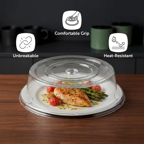 Vista 4 de Restaurantware Cater Tek - Tapa para Plato de Policarbonato de 10.2 Pulgadas, 1 Cubierta de Platos Irrompible - Lavable en Lavavajillas, Resiste