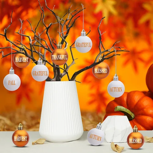 Vista 4 de 24 bolas colgantes de otoño para el día de Acción de Gracias, decoración colgante de bolas de cosecha de otoño de 1.6 pulgadas, bolas