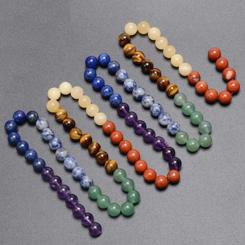 Vista 5 de HAAMIIQII 4mm Cuentas de piedra natural pulida redondas de 7 chakras mixtos, cuentas sueltas de gemas para hacer joyas, 38 cm (90 piezas)