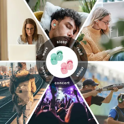 Vista 6 de Tapones para los oídos para dormir con cancelación de ruido, 2 pares de tapones para los oídos para dormir, tapones de silicona de 32 dB