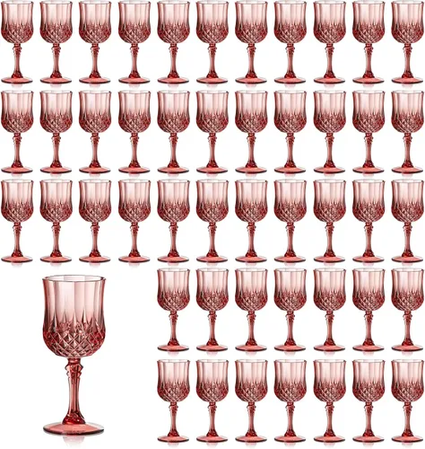 Vista 20 de XUWAIDSGN 16 Piezas Copas de Vino Vintage de Plástico de 7oz Vasos para Beber Irrompibles Cristalería para Bodas Copas de Agua de Cristal
