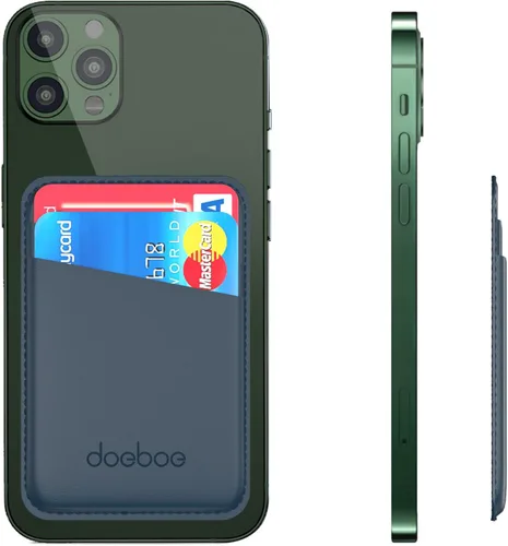 Vista 9 de doeboe Tarjetero de cuero para la parte posterior del teléfono, funda de tarjeta de crédito para teléfono celular, funda de cartera de teléfono
