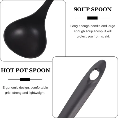 Vista 7 de Cucharón de sopa de plástico, 2 cucharas de sopa de plástico, cuchara china asiática japonesa para aperitivo, arroz, ramen, fideos, cucharón