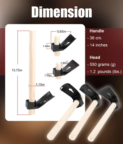 Vista 6 de Juego de herramientas para tallar madera para carpintería Adze, incluye adze recto, curva grande Adze y curva pequeña Adze (3PCS)
