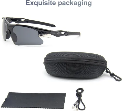 Vista 6 de Gafas de sol deportivas unisex con protección UV400, lentes inastillables, resistentes al viento, marco ligero para correr, ciclismo, escalada