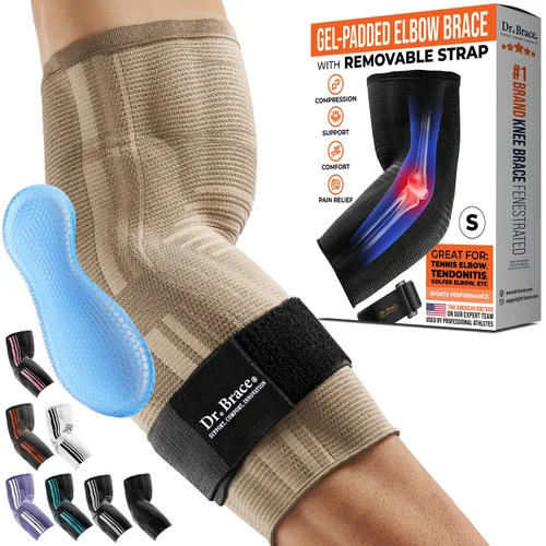 Vista 11 de DR. BRACE® Elite Codera de Soporte para Codo, Manga de Compresión para Codo con Almohadilla de Gel para Tratamiento y Alivio del Dolor de Codo