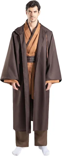 Vista 2 de Disfraz de túnica para hombre, conjunto de cosplay para adultos, bata con capucha para Halloween, conjunto de capa