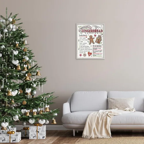 Vista 2 de Stupell Industries Instrucciones de cocina navideñas de galletas de jengibre caseras, diseñadas por Anne Tavoletti - Arte de pared enmarcado