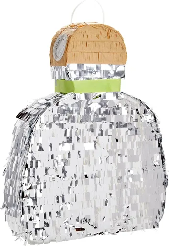 Vista 8 de Sparkle and Bash Forma de botella de tequila de piñata, pequeña, lámina plateada, 16.5 x 13 x 3 pulgadas, piñata para decoraciones de fiesta