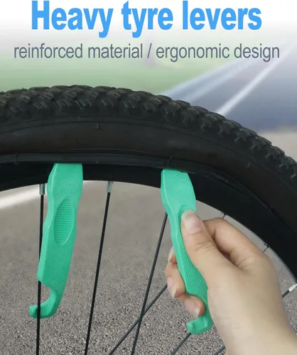 Vista 2 de Kit de reparación de neumáticos de bicicleta, kit de reparación de neumáticos de bicicleta con palancas de neumáticos de bicicleta de alta