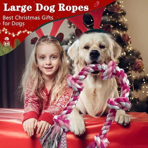 Vista 9 de Lmlpt Juguete de cuerda para perros para masticadores grandes y agresivos, cuerda resistente, juguete para masticar, indestructible, resistente