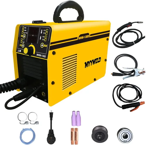 Soldador MIG, soldador multiproceso sin gas de doble voltaje de 110/220 V, alambre sólido 4 en 1/flujo MIG/Stick ARC/Lift TIG, IGBT Inverter