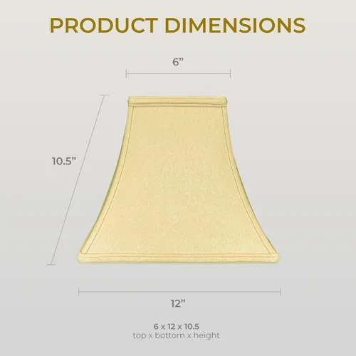 Vista 2 de Royal Designs pantalla básica para lámpara, diseño de campana cuadrada, Oro Antiguo, 6 x 12 x 10.5 pulgadas