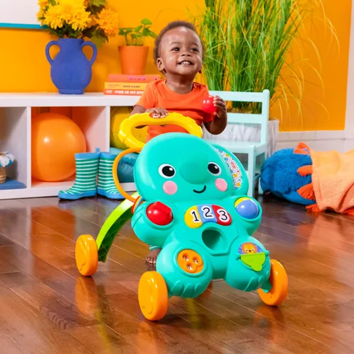Vista 8 de Bright Starts Stroll 'n Roll - Andador de bola 2 en 1, incluye 3 bolas de juguete, elefante con más de 70 canciones y sonidos, 7 actividades