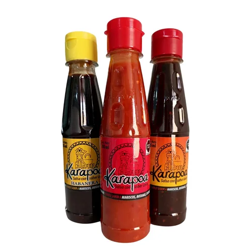 Vista 18 de Paquete de 2 salsas picantes, sabor habanero del norte de Sinaloa, KARAPOA perfecto para mariscos y aperitivos, 7 onzas líquidas cada una