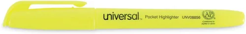 Universal UNV08856 - Resaltador de bolsillo con punta de cincel, paquete económico - Amarillo (paquete de 36)