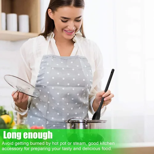 Vista 6 de Juego de 3 cucharas de silicona para agitar, mango largo de 12 pulgadas, cucharas de mezcla antiadherentes, sin BPA, no tóxicas y resistentes al