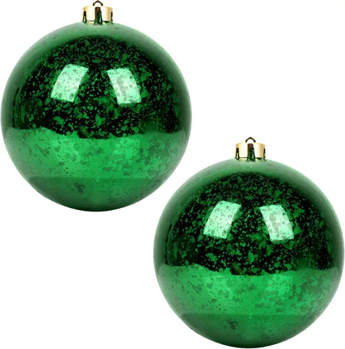 Vista 18 de Esfera de árbol de Navidad transparente para colgar, inastillable, extra grande, bola de mercurio con ganchos para adornos de árbol, para Navidad