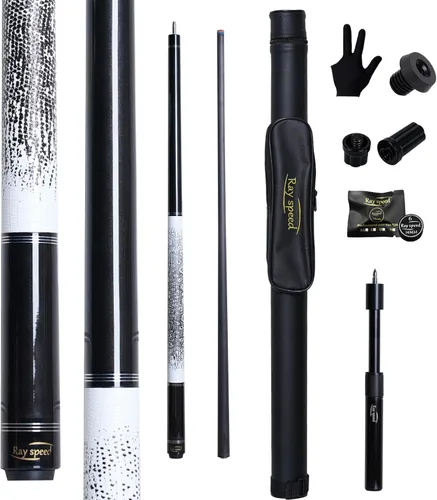 Vista 11 de Taco de Billar de Fibra de Carbono 12.5mm Punta Arcoíris Baja Deflexión Taco de Billar con Junta de Pin Uni-loc y Extensión Taco de Billar-20 oz