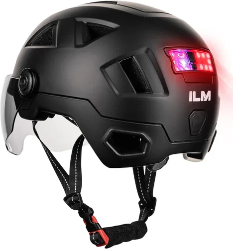 Vista 10 de ILM Smart Adult Bike Helmet with Automatic G-Sensor Turn Signal & Brake Warning LED Light Control Road Cycling Helmet E3-12LS