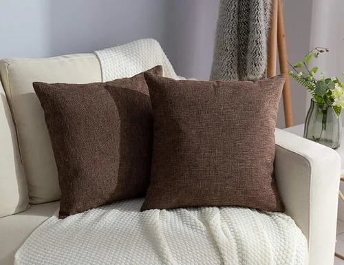 Vista 13 de Stellhome Juego de 2 fundas de almohada de lino para cama, sofá, banco, fundas de cojín cuadradas de yute sólido, 16 x 16 pulgadas (40 cm), Beige