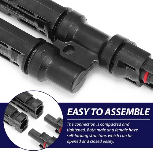 Vista 6 de Weewooday 10 pares de conectores solares Y de rama para conexión paralela entre paneles solares FMM+MFF