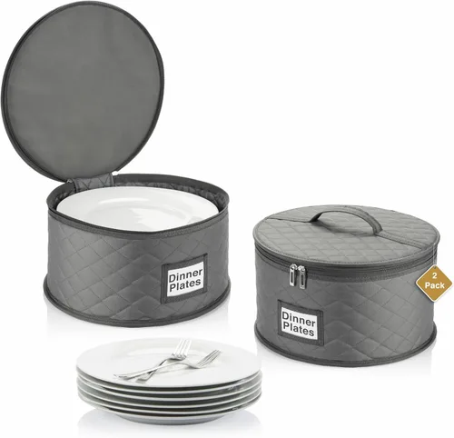 Vista 12 de Paquete de 2 cajas de almacenamiento de platos pequeños de 6 pulgadas, contenedor de almacenamiento de China, apilable con interior acolchado
