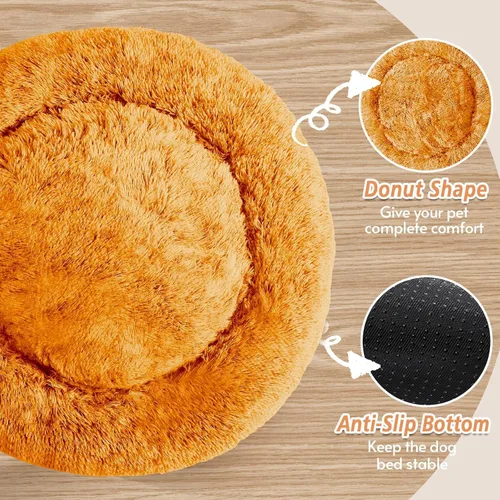 Vista 31 de JOLLYVOGUE Cama Calmante para Perros Pequeños - Cama para Perros Pequeños en Forma de Dona Lavable de 23 Pulgadas para Gatitos y Cachorros, Camas
